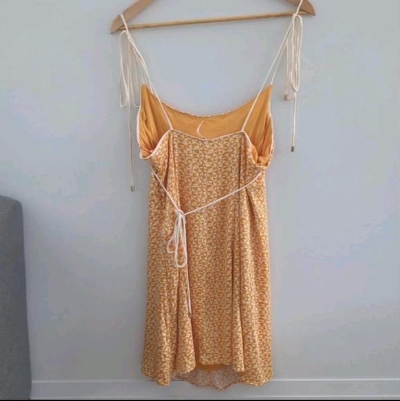 FREE PEOPLE | Deep Yellow Adjustable Kai Mini Dress Size Large - Picture 8 of 9